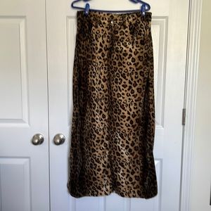 Lip Service, fake fur animal print maxi skirt, size M, vintage circa late 1990's